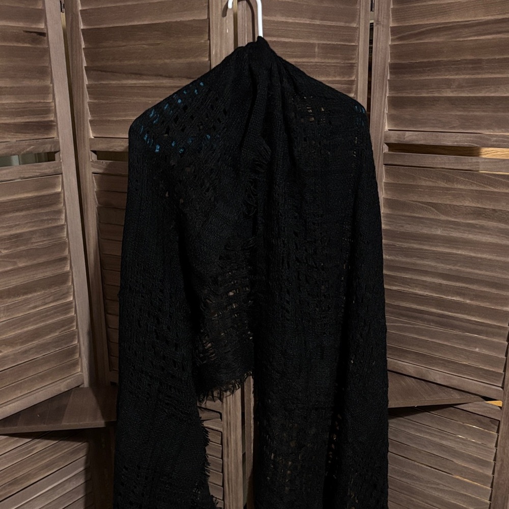 Loose Woven Black Shawl